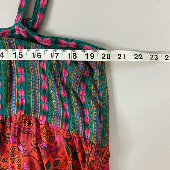 Natural Life Maxi Dress SZ Large Floral Side Slits Sleeveless Red Teal Boho NEW - Picture 9 of 10